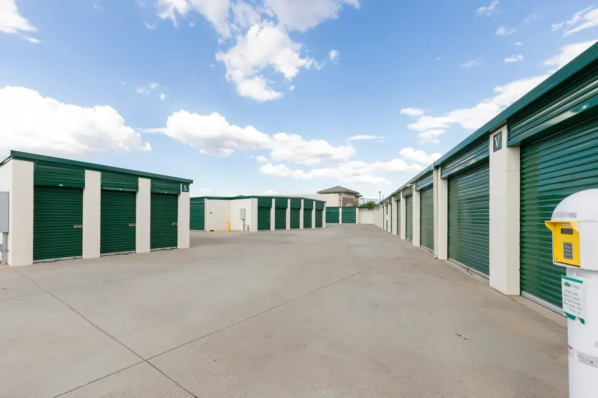 Outdoor storage lockers and storage units.