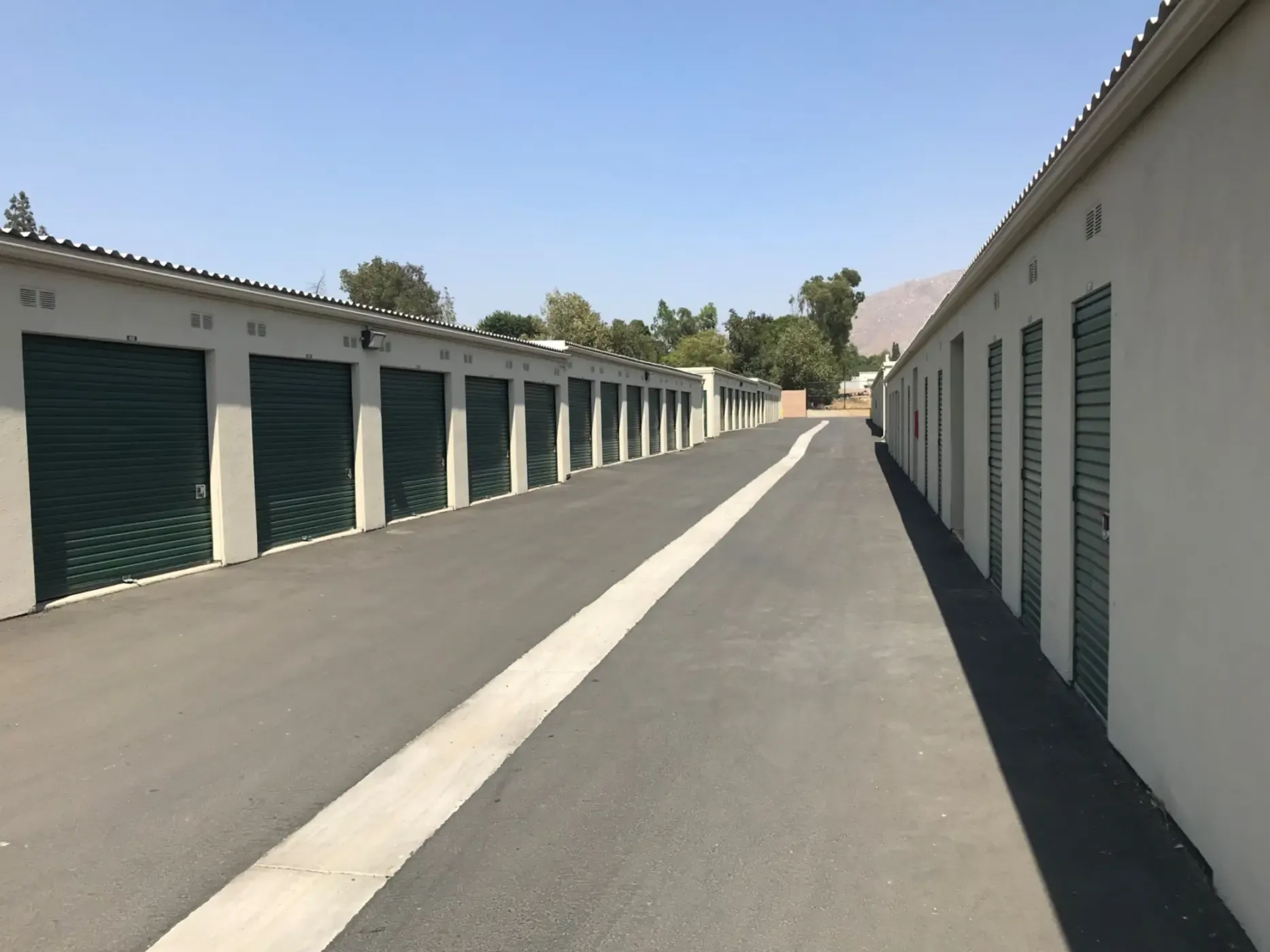 Outdoor storage units of varying sizes.