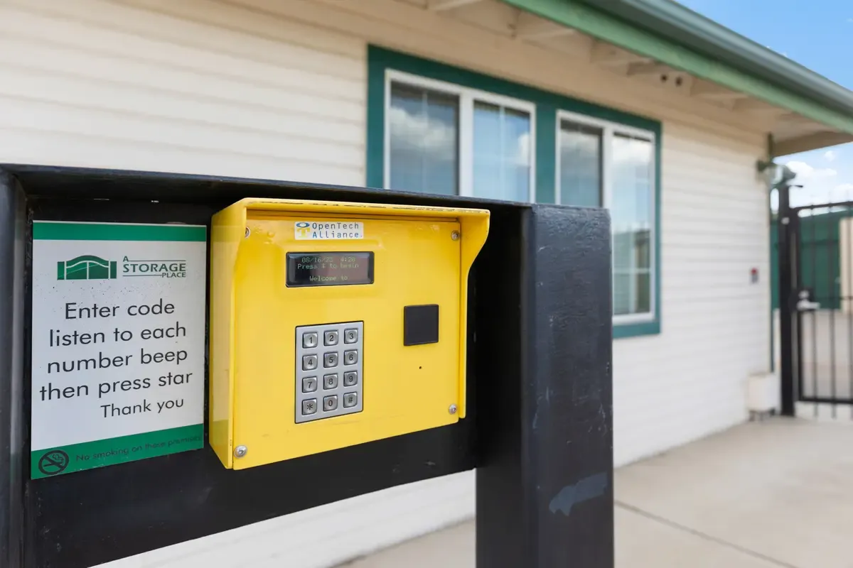 Close up of an entry gate keypad.