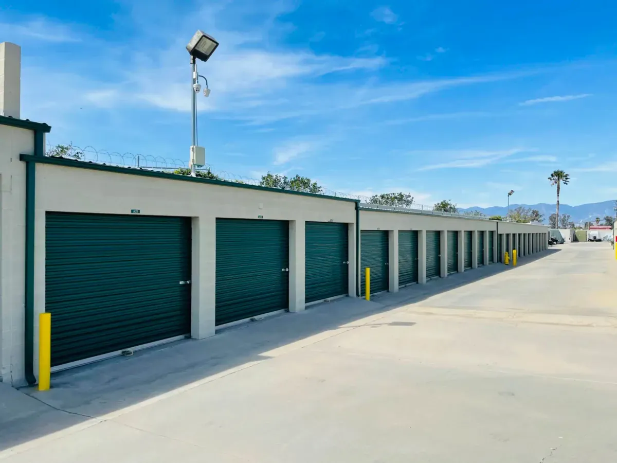 Large tiered outdoor storage units.