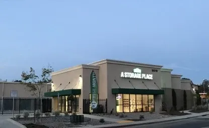 A Storage Place facility at night.