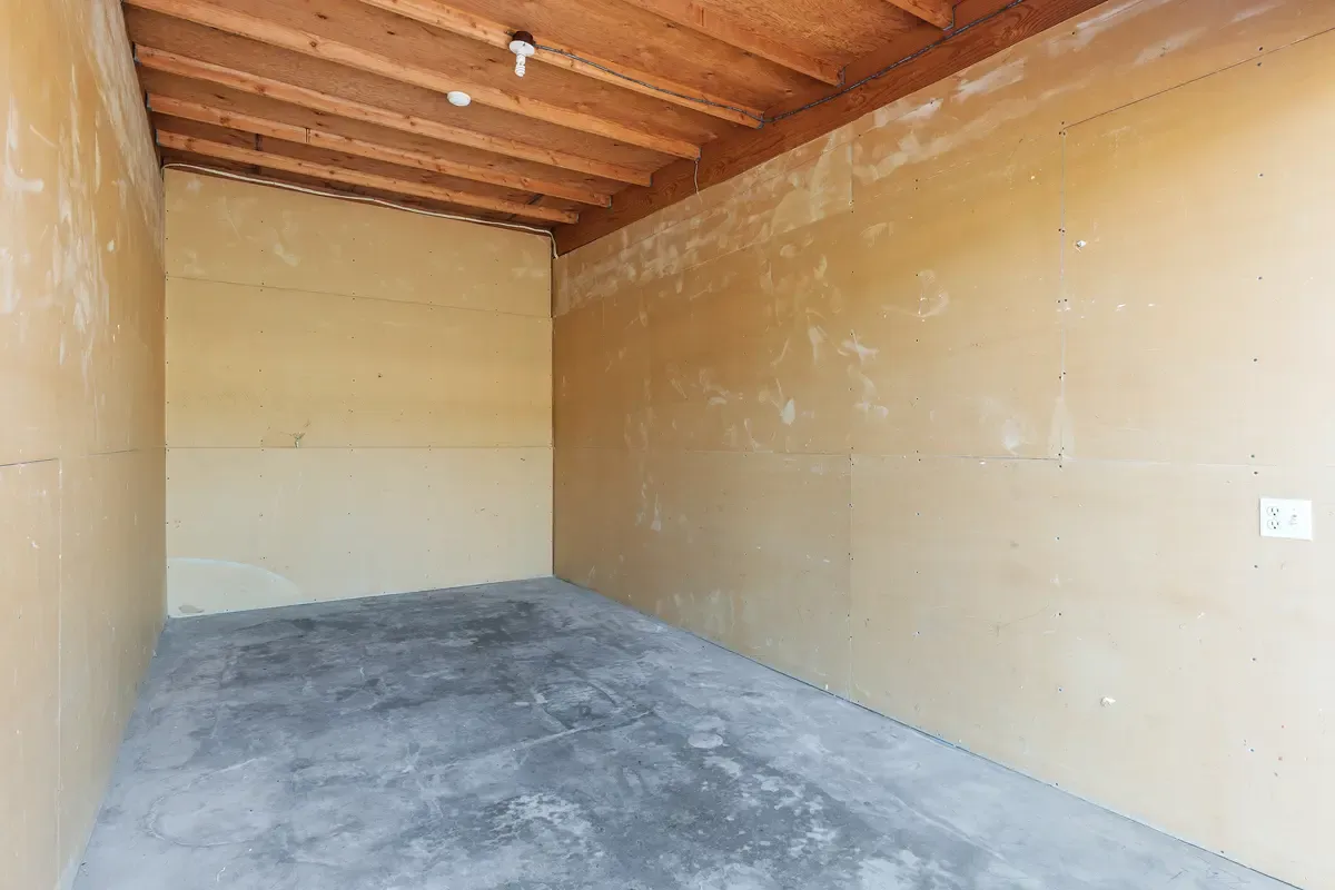 Interior of a tan walled storage facility.