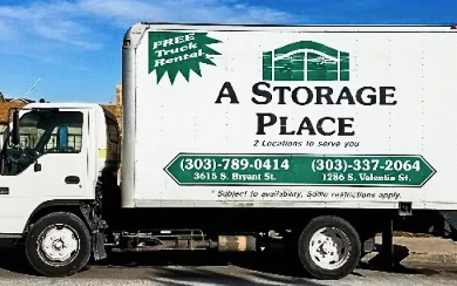 A Storage Place branded truck.